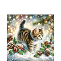 Napkin 25 Cute cat in the snow FSC Mix