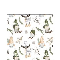 Napkin 25 Forest gnomes white FSC Mix