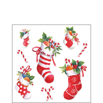 Napkin 25 X-Mas stockings white FSC Mix