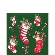 Napkin 25 X-Mas stockings green FSC Mix