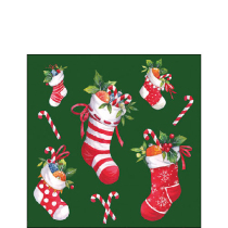 Napkin 25 X-Mas stockings green FSC Mix