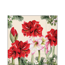Napkin 25 Blooming amaryllis cream FSC Mix