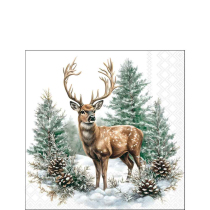 Napkin 25 Winter stag white FSC Mix