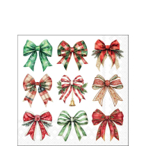 Napkin 25 Merry ribbons white FSC Mix