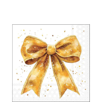 Napkin 25 Fancy bow gold/white FSC Mix