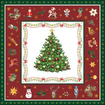 Napkin 33 Christmas evergreen red FSC Mix