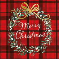 Napkin 33 Christmas plaid red FSC Mix
