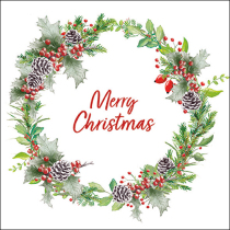 Napkin 33 Holiday wreath white FSC Mix