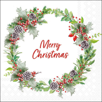 Napkin 33 Holiday wreath white FSC Mix