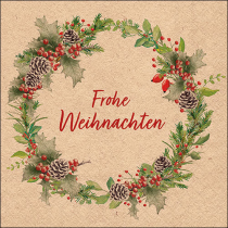 Napkin 33 Recycled Weihnachtskranz natur FSC Mix