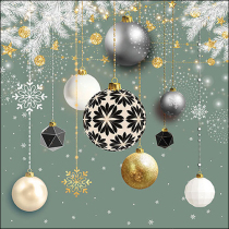Napkin 33 Christmas baubles sage FSC Mix
