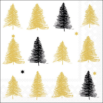 Napkin 33 Etched trees gold FSC Mix
