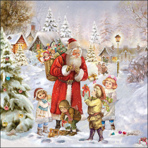 Napkin 33 Santa bringing presents FSC Mix