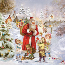 Napkin 33 Santa bringing presents FSC Mix