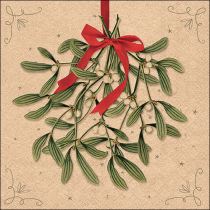 Napkin 33 Recycled Mistletoe with bow nature FSC Mix