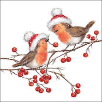 Napkin 33 Christmas robins white FSC Mix