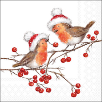 Napkin 33 Christmas robins white FSC Mix
