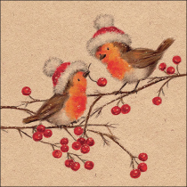 Napkin 33 Recycled Christmas robins nature FSC Mix