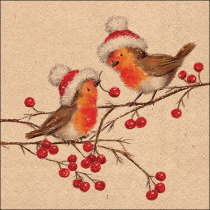Napkin 33 Recycled Christmas robins nature FSC Mix