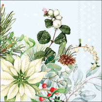 Napkin 33 White poinsettia FSC Mix
