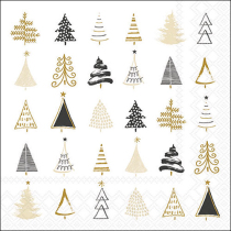 Napkin 33 Christmas tree doodles black FSC Mix
