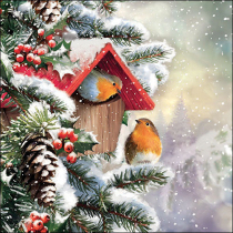 Napkin 33 House with robins FSC Mix