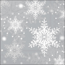 Napkin 33 Snowflakes silver FSC Mix