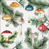 Napkin 33 Mushroom ornaments white FSC Mix