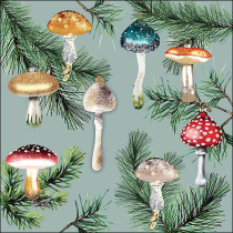 Napkin 33 Mushroom ornaments mint FSC Mix