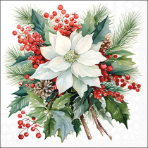 Napkin 33 Poinsettia bouquet white FSC Mix