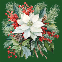 Napkin 33 Poinsettia bouquet green FSC Mix