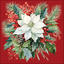 Napkin 33 Poinsettia bouquet red FSC Mix