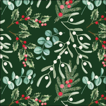 Napkin 33 Foliage scatter green FSC Mix