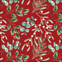 Napkin 33 Foliage scatter red FSC Mix
