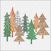 Napkin 33 Wood carved trees grey FSC Mix