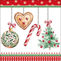 Napkin 33 Ornaments on a cord white FSC Mix