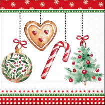 Napkin 33 Ornaments on a cord white FSC Mix