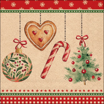 Napkin 33 Recycled Ornaments on a cord nature FSC Mix