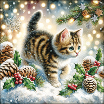 Napkin 33 Cute cat in the snow FSC Mix