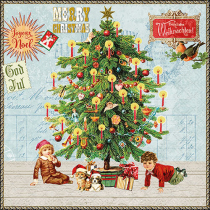 Napkin 33 Under the X-Mas tree blue FSC Mix