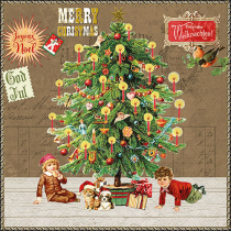 Napkin 33 Under the X-Mas tree brown FSC Mix