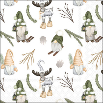 Napkin 33 Forest gnomes white FSC Mix