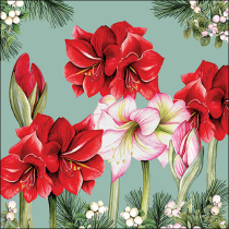 Napkin 33 Blooming amaryllis sage FSC Mix