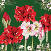 Napkin 33 Blooming amaryllis green FSC Mix
