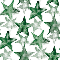 Napkin 33 Watercolour stars dark green FSC Mix