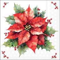 Napkin 33 Festive poinsettia white FSC Mix