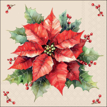 Napkin 33 Festive poinsettia cream FSC Mix