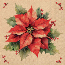 Napkin 33 Recycled Festive poinsettia nature FSC Mix