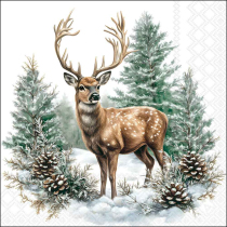 Napkin 33 Winter stag white FSC Mix