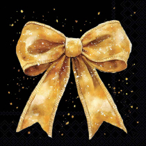 Napkin 33 Fancy bow gold/black FSC Mix